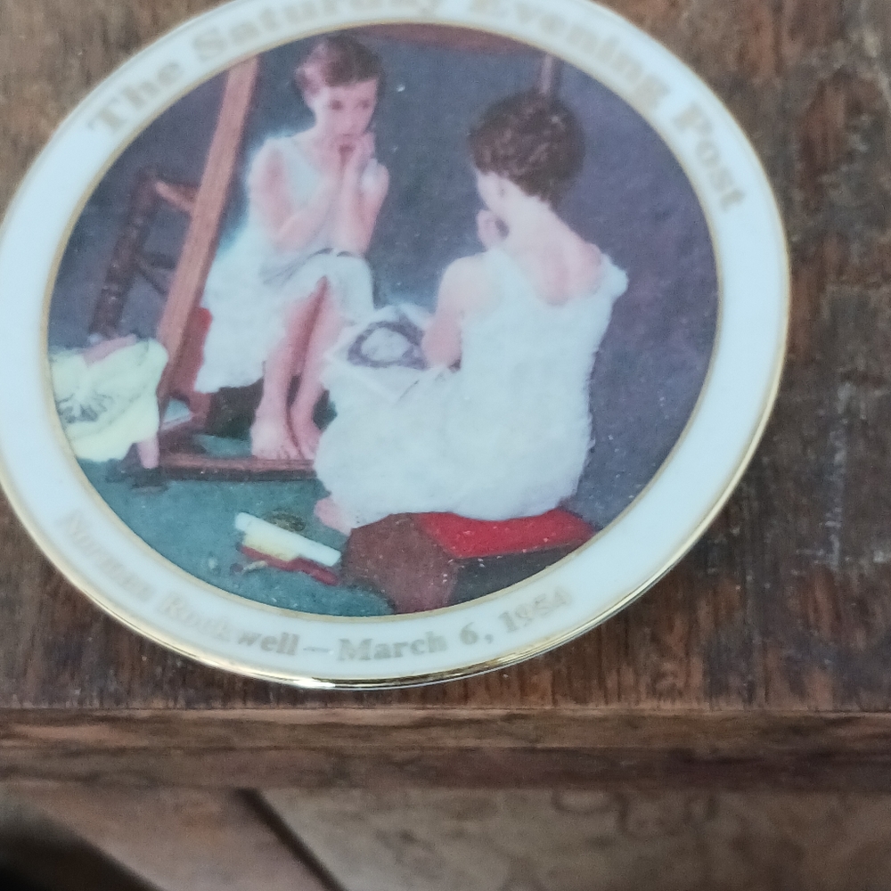 Vintage mini plate, Mirman Rockwell, The Saturday Evening Post